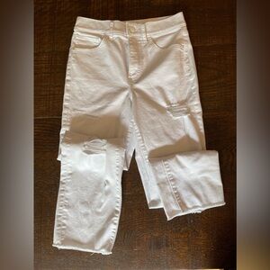Express distressed white jeans, size 4